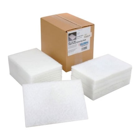 Americo Global Industrial Light Duty Scouring Pads White 6in x 9in - Case of 20 Pads 670325